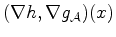 $(\nabla h, \nabla g_{\cal A})(x)$